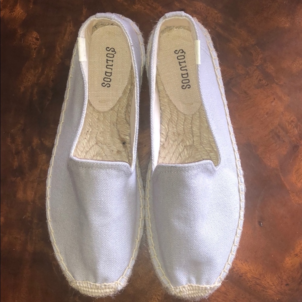 Soludos dove gray canvas platform smoking slipper